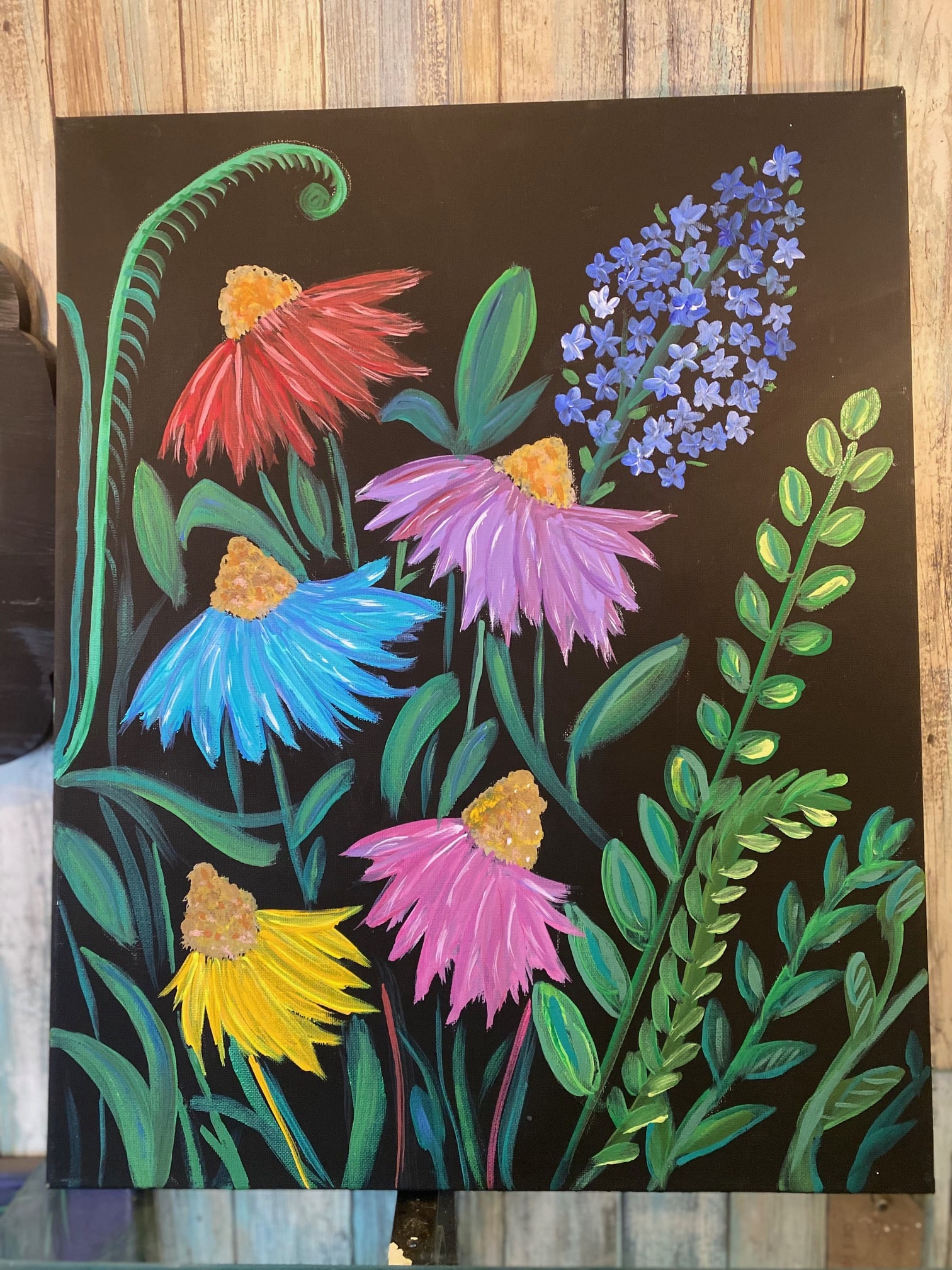 Paint & Sip - Flowers on Black Canvas